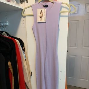 NWT, Naked Wardrobe, snatched ribbed, sleeveless lavender dress.